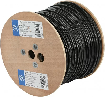 Кабель сетевой Ningbo UTP 4 пары cat5E solid 0.5мм Cu molded 305м черный outdoor стальной трос