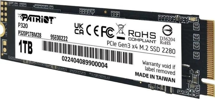 Накопитель SSD M.2 2280 M PCI Express 3.0 x4 Patriot 1Tb P320 P320P1TBM28 3000/2200 MBps