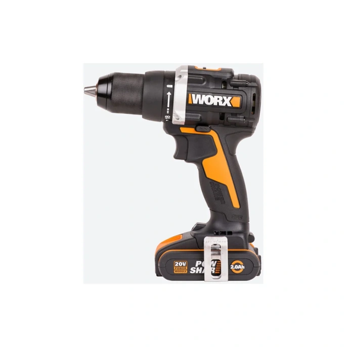 Аккумуляторная бесщёточная дрель-шуруповерт WORX 20В, 60Нм, бесщеточная, 2Ач х2, ЗУ, кейс WX102