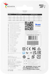 Карта памяти microSDXC UHS-I U1 A-Data Premier 256 ГБ, 100 МБ/с, 10X, Class 10, AUSDX256GUICL10A1-RA1,  1 шт., переходник SD