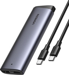 Бокс внешний для жесткого диска UGREEN CM767 35267 M.2NVME Hard Drive Enclosure 10Gbps с кабелем USB-C-USB-C. Цвет: серый