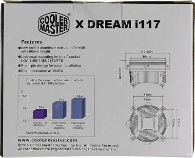 Охладитель Cooler Master RR-X117-18FP-R1 X Dream i117 (3пин 1155/775 19дБ1800об/минAl)