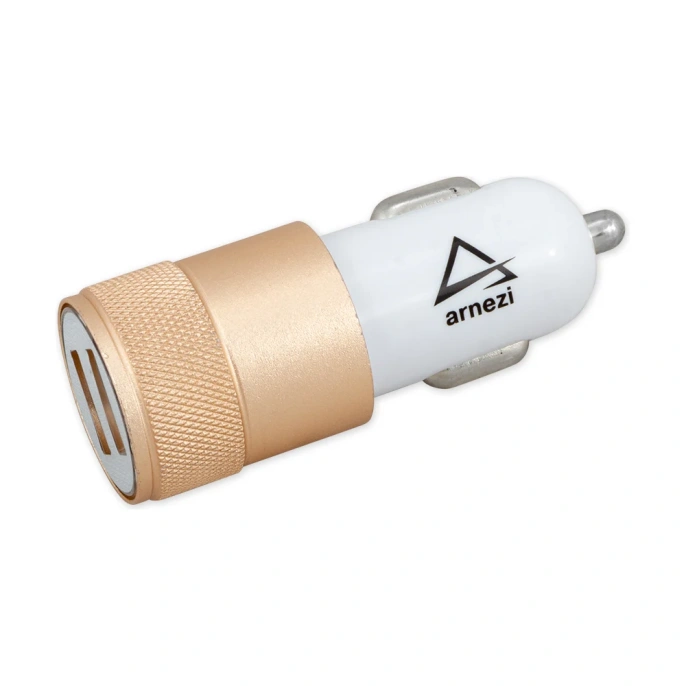 Автомобильный адаптер ARNEZI 2хUSB, 5 В, 2.4 А, в прикуриватель, белый/золотой A0603011
