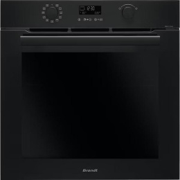 Встраиваемый духовой шкаф BRANDT 592x592x608 мм, 73 л, 10 функций приготовления, гидролизная очистка, приготовление на пару, цвет: черный (BOH3415A)