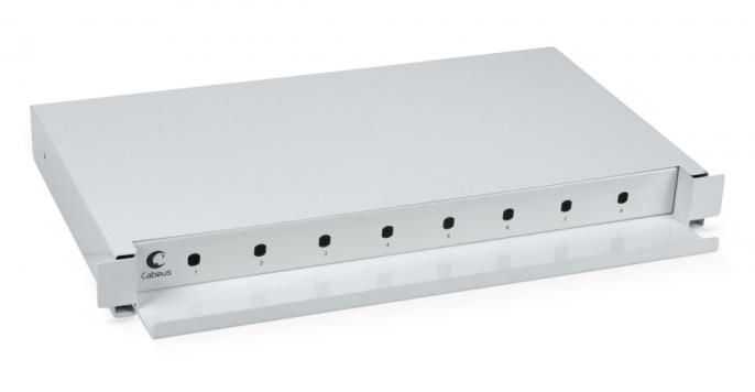 Cabeus ODF-19-8-ST Кросс бокс оптический 19" на 8 ST(FC) со сплайс-кассетой, выдвижной (без пигтейлов и проходных адаптеров)