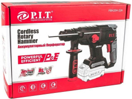 Перфоратор P.I.T. PBH20H-22A бесщеточный двигатель, питание: аккумулятор, Li-Ion, 20В, патрон SDS-Plus, 2.0Дж, 2 режима, 0-1150 об/мин, диаметр сверления: 22мм бетон , 24 мм дерево , 13 мм металл