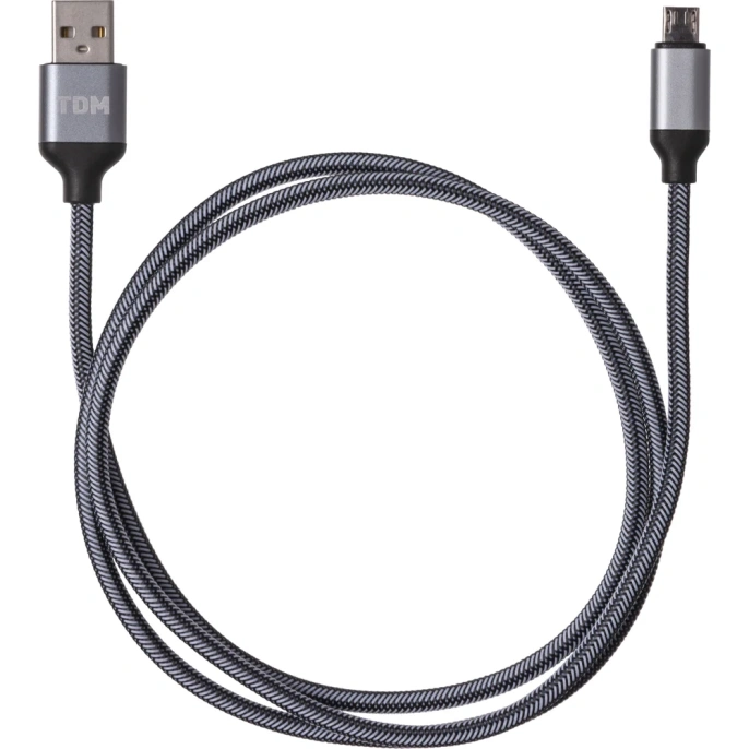 Дата-кабель TDM ELECTRIC ДК 10, USB - micro USB, 1 м, тканевая оплетка, серый, SQ1810-0310