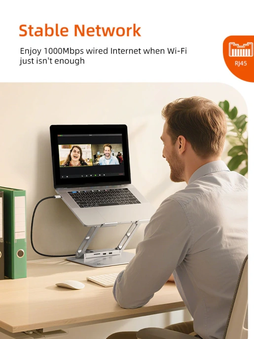 Подставка CABLETIME CS52S (CT-LS08H-AS) док-станция для ноутбука 8-в-1 - Space Grey