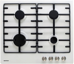 Газовая варочная панель NORDFROST HS 6040 W,  4 конфорки,  эмалированная сталь,  белый