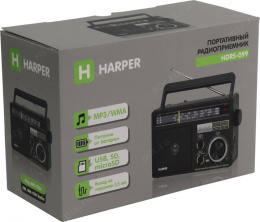 Радиоприемник настольный Harper HDRS-099 черный USB SD/microSD