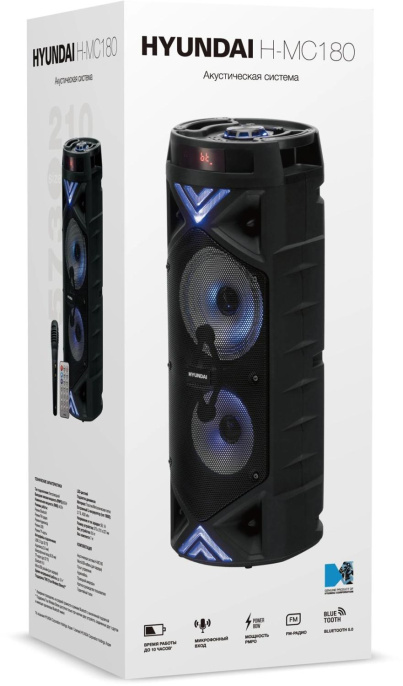 Минисистема Hyundai H-MC180 черный 80Вт FM USB BT SD/MMC
