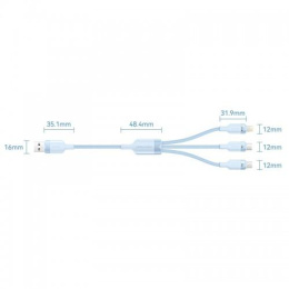 Кабель Vention 3 в 1 USB 2.0 AM/ Micro-B, USB-C, Lightning M - 1.5м. Черный 6A, шт. CTRBG