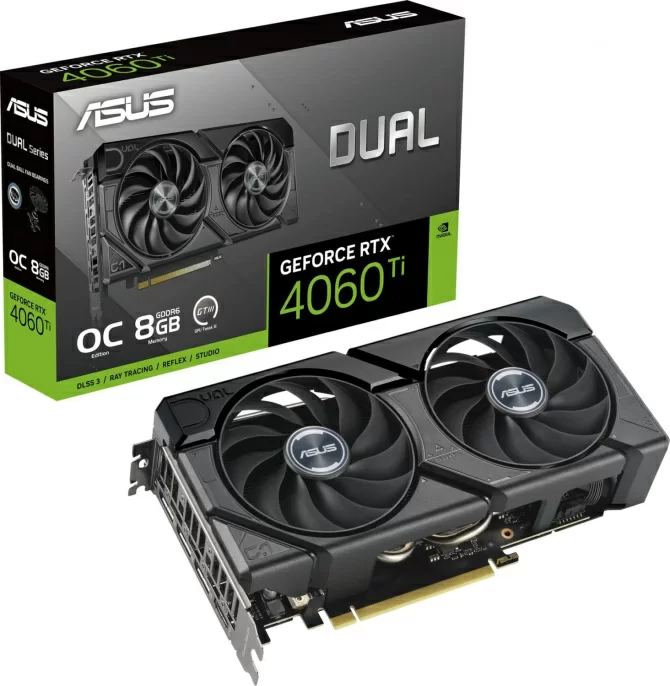 Видеокарта Asus PCI-E 4.0 DUAL-RTX4060TI-O8G-EVO NVIDIA GeForce RTX 4060TI 8Gb 128bit GDDR6 2565/18000 HDMIx1 DPx3 HDCP Ret