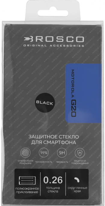 Защитное стекло для экрана Brosco черный для Motorola Moto G20 1шт. MOTO-G20-FSP-GLASS-BLACK