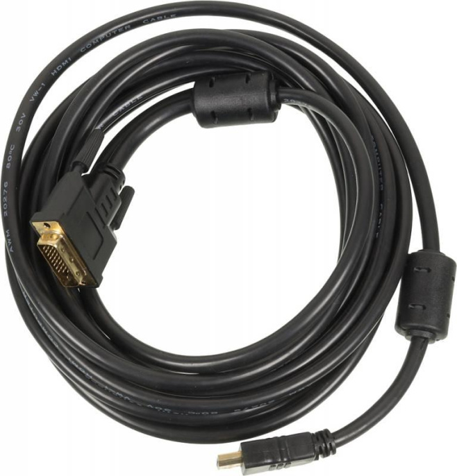 Кабель DVI NINGBO DVI-D m - HDMI m , GOLD , ферритовый фильтр , 5м
