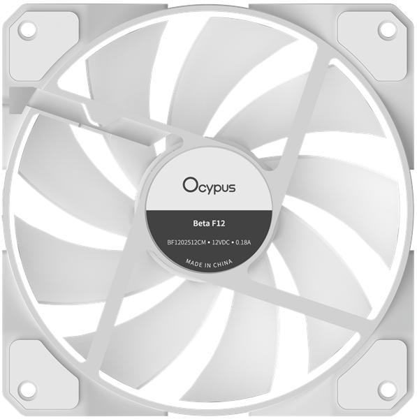 Вентилятор для корпуса Ocypus Beta F12 WH ARGB, 120x120x25mm, 4-PIN PWM, 800-1600 RPM, 29 DBA MAX, HYDRO BEARING