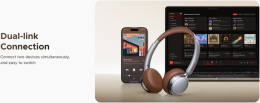 Наушники беспроводные накладные UGREEN HP207 75629 Studio Plus Bluetooth Active Noise-Cancelling Headphones. Цвет: серебристо-коричневый (75629_)