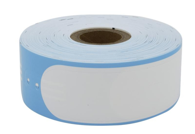 Рулон Ninestar G&G браслеты для термопринтеров, 35 mm/260 mm, втулка 24 мм, цвет голубой, 100 шт в рулоне, клипсы в комплекте RL-B-RF1