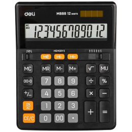 Калькулятор настольный Deli EM888 черный 12-разр.