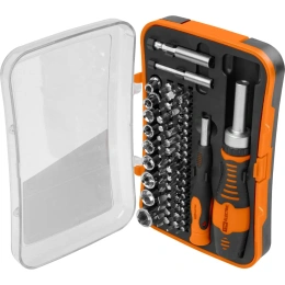 Набор отверток TDM ELECTRIC Алмаз реверсивная и тонкая, в комплекте биты и головки, №4, 65 предметов SQ1019-0204