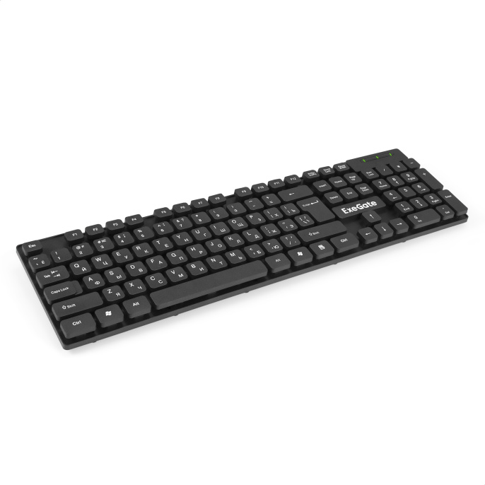 Клавиатура ExeGate Neo K120 USB, полноразмерная, влагозащищенная, 104кл., Enter большой, длина кабеля 1,5м, черная, RTL EX301554RUS