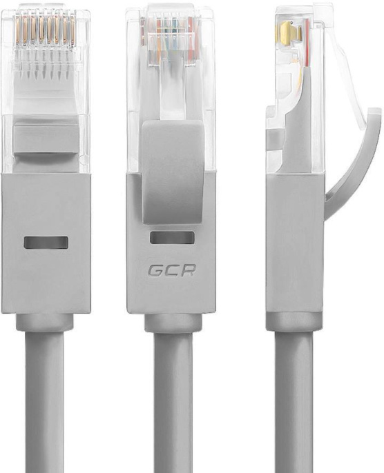 Greenconnect Патч-корд прямой 0.3m, UTP кат.5e, серый, позолоченные контакты, 24 AWG, литой, GCR-LNC03-0.3m, ethernet high speed 1 Гбит/с, RJ45, T568B