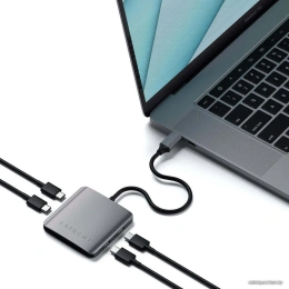 USB-C хаб Satechi Aluminum 4 порта Интерфейс USB-С. Цвет: Серый космос (ST-UC4PHM)