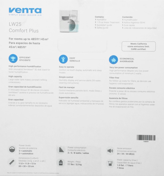 Мойка воздуха Venta Comfort plus LW25,  до 45м2,  белый