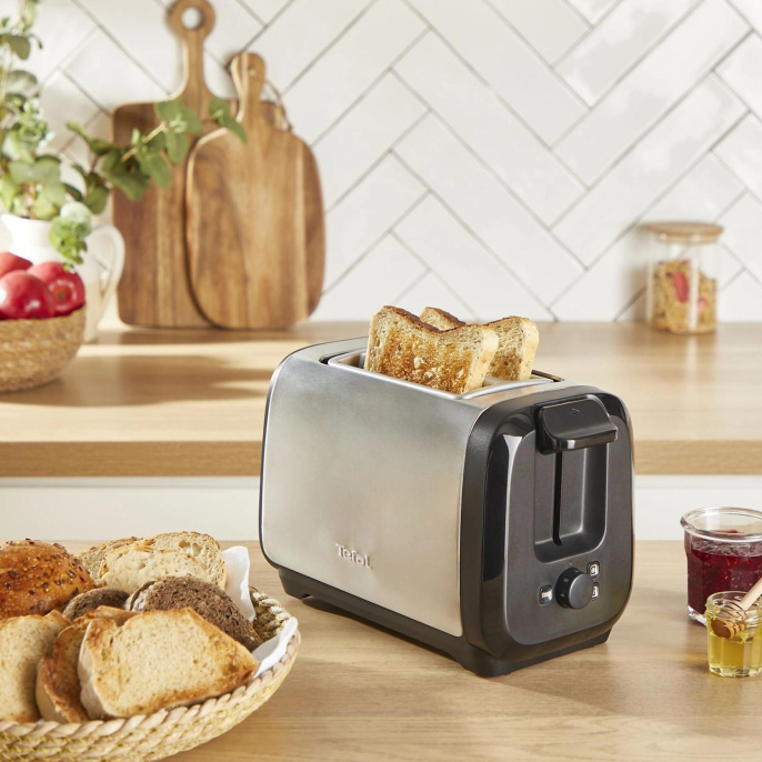 Тостер Tefal Express Metal TT5S1DE0,  серебристый/черный [7211419524]