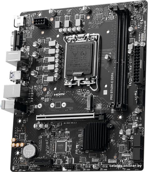 Материнская плата MSI Pro B760M-E DDR4 mATX, сокет Intel LGA1700, чипсет Intel B760, память 2xDDR4, слоты: 1xPCIe x16 4.0, 1xM.2