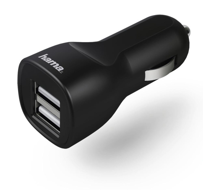 Автомобильное зарядное устройство HAMA H-1401660, 2xUSB-A, 12Вт, 1.2A, черный [00173624]