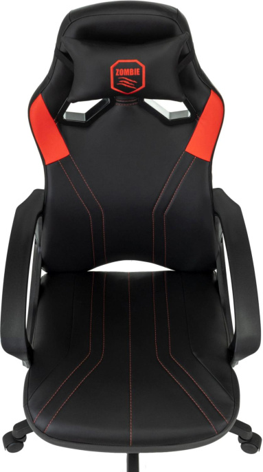 Кресло игровое Zombie 50 черный/красный эко.кожа крестов. пластик пластик черный
