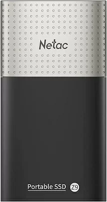 Ssd накопитель Netac Z9 2TB USB 3.2 Gen 2 Type-C External SSD, R/W up to 550MB/480MB/s,with USB-C to USB-A cable and USB-A to USB-C adapter 3Y wty NT01Z9-002T-32BK