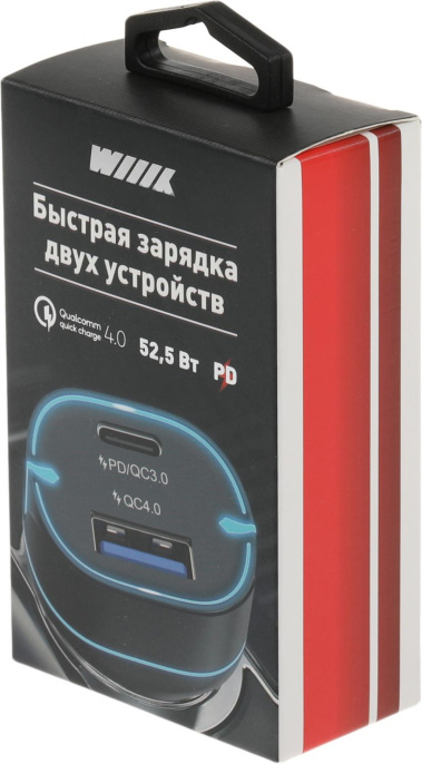 Автомобильное зар./устр. Wiiix UCC-7-2-08 3A+2A PD+QC USB-C/USB-A универсальное черный
