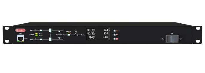АВР Elemy ATS-1206/32 1U 19" ввод:2xсилов. зажимн. клемма выход:2xсилов. зажимн. клемма 32A