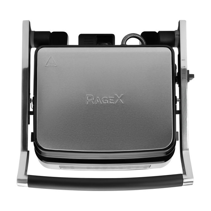 Электрический гриль RAGEX R782-900 с режимом барбекю, 2000 Вт, серебристый