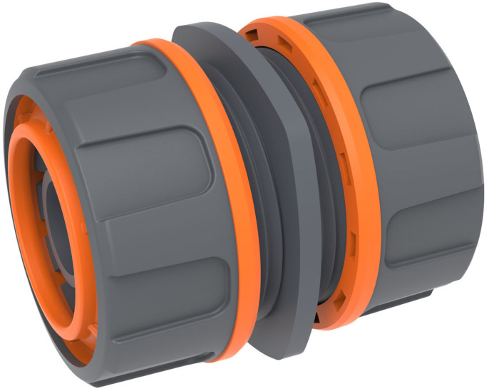 Муфта соединительная Maxpiler MHC-013 для шлангов, диаметр: 3/4" с обеих сторон, корпус оснащен мягкими прорезиненными вставками Soft Touch, материал: высококачественный ударопрочный пластик, устойчивый к высокому