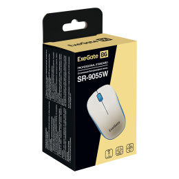 Беспроводная мышь ExeGate Professional Standard SR-9055W радиоканал 2,4 ГГц, USB, оптическая, 1200dpi, 3D, 3 кнопки и колесо прокрутки, белая, Color Box EX295308RUS