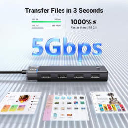 Хаб UGREEN CM653 15548 4-Port USB-A Hub. Цвет: черный