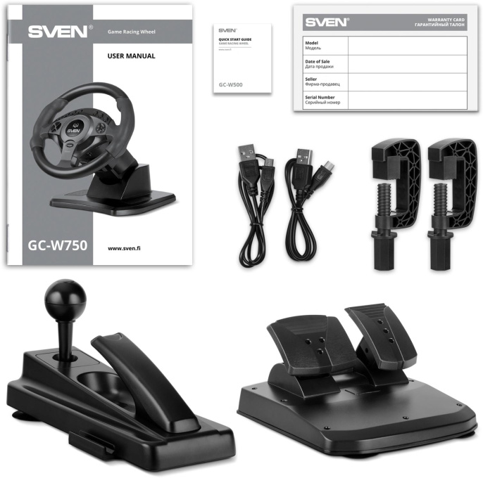 Руль Sven GC-W750 16кноп. с педалями черный