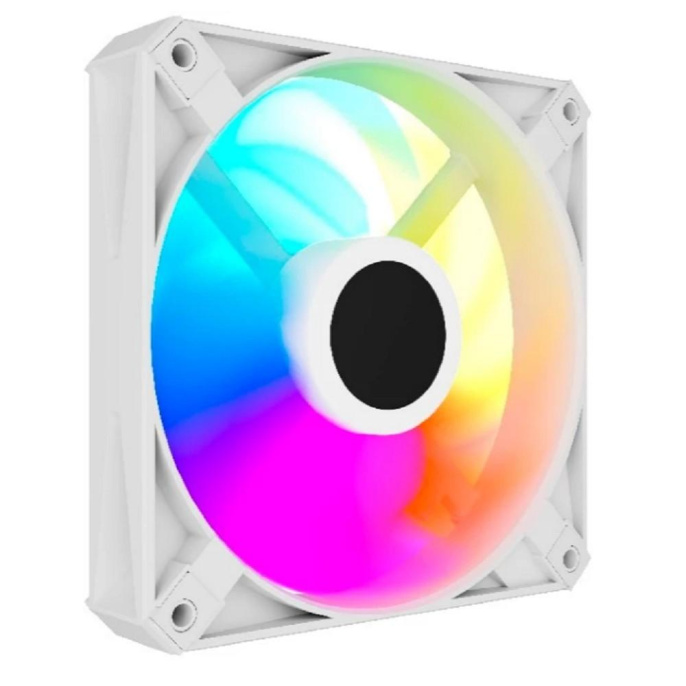 Powercase Вентилятор M56-12W ARGB White 120x120x25mm PWM, 100шт./кор, 4pin PWM M+F + 3pin ARGB M+F , 700-1500±10% об/мин Bulk