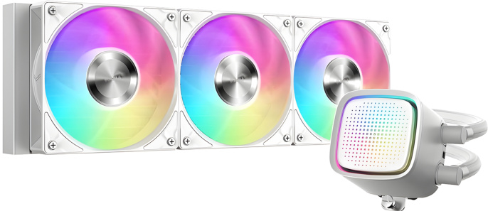 Кулер для процессора СЖО SAMA L50 360WH L50-WHWAYX03-G Intel LGA1851/1700/1200/115X, AMD：AM4/AM5, крепление на винтах, размер вентилятора: 120x120x28мм, размер помпы: 70x70x65мм, гидравлический подшипник, скорость вращения вентилятора: 2200об/мин, ск