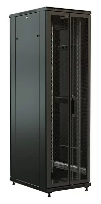 Шкаф серверный WRline (WR-TT-2268-DD-RAL9004) напольный 22U 600x800мм пер.дв.перфор.2ств. задн.дв.перфор.2-хст. 2 бок.пан. 800кг черный 710мм 1166мм IP20 сталь