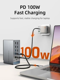 Многопортовая док-станция CABLETIME CB18D (CT-DK181-AG) 18-В-1 8K USB-C с поддержкой macOS MST на Chipset DL6950 (поддерживает 3 экрана)