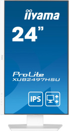 23.8" Монитор Iiyama ProLite XUB2497HSU-W2, 1920x1080, IPS, 100Гц, 1хHDMI, 1хDP, белый