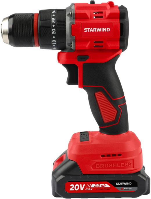 Ударная дрель-шуруповерт StarWind CDB20-2.0/2hs1, 2.0Ач,  с двумя аккумуляторами