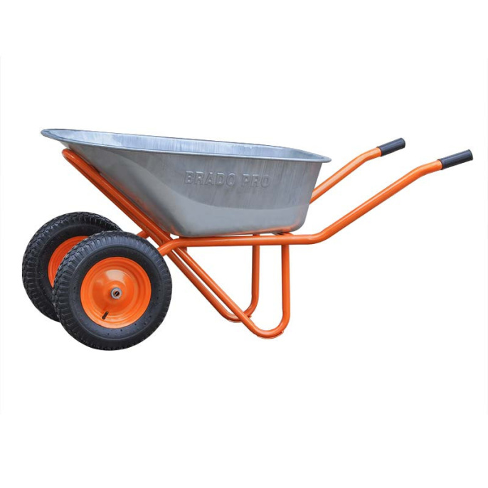 Тачка строительная BRADO 2x130 expert PRO до 130 л, до 350 кг, 2x4.00-8, пневмо, ось 20*80