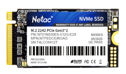 SSD накопитель NETAC N930ES NT01N930ES-512G-E2X 512ГБ, M.2 2242, PCIe 3.0 x2,  NVMe,  M.2