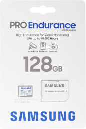 Карта памяти microSDXC UHS-I U3 Samsung PRO Endurance 128 ГБ, 100 МБ/с, Class 10, MB-MJ128KA,  1 шт., переходник SD