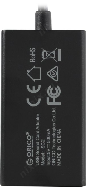 Звуковая карта Orico SC2-BK USB адаптер для наушников с микрофоном